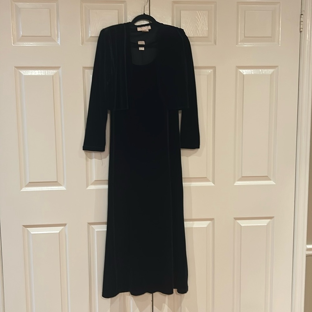 Deep Navy Velvet Long Tank Dress with Bolero Jacket